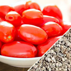 Close-up of ripe Roma tomatoes with seeds for planting on a white surface